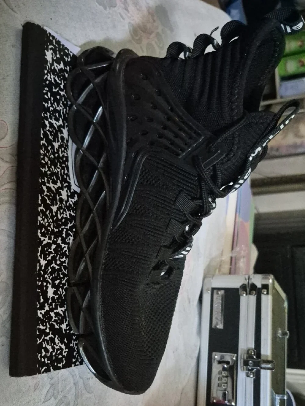 Hello MrLin Black High-Top Blade Sneaker Punk Techwear Shoes